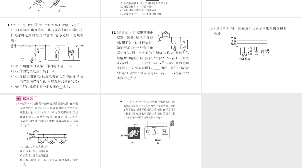 （遵义专版）春九年级物理全册 第十五章 探究电路 第五节 家庭用电课件 （新版）沪科版-（新版）沪科版初中九年级全册物理课件