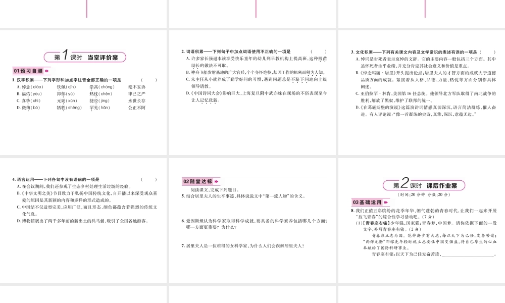 （遵义专版）九年级语文下册 12 演讲词二篇课件 语文版-语文版初中九年级下册语文课件