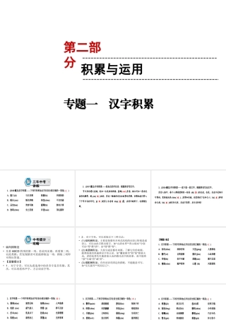 （遵义专版）中考语文 第2部分 积累与运用 专题1 汉字积累复习课件-人教版初中九年级全册语文课件