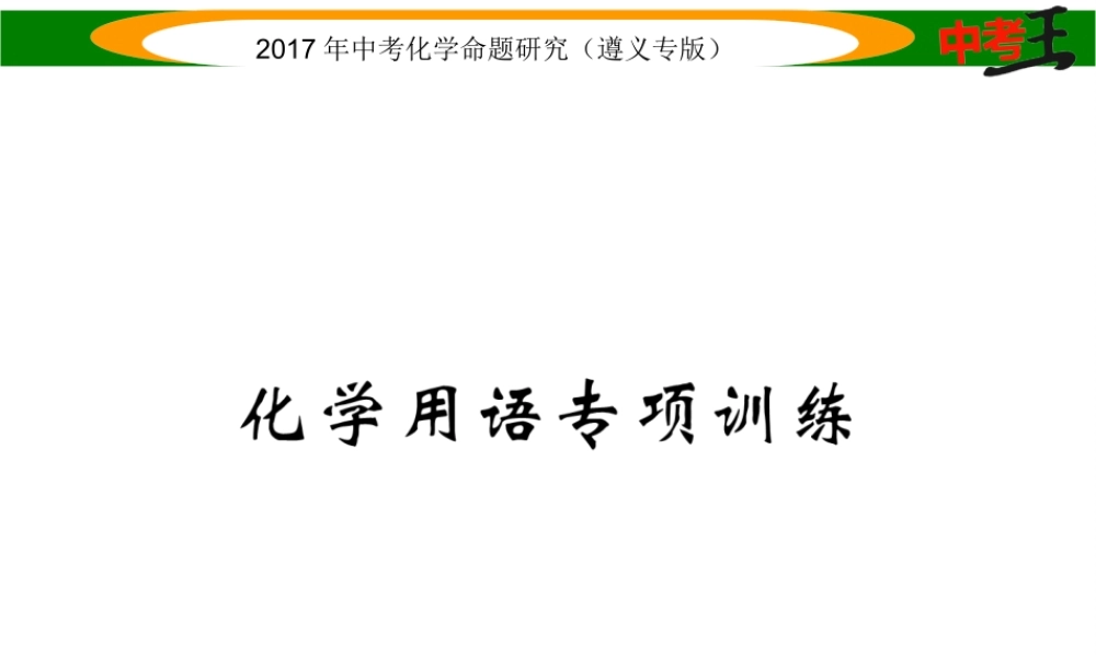 （遵义专版）中考化学命题研究 化学用语专项训练课件-人教版初中九年级全册化学课件