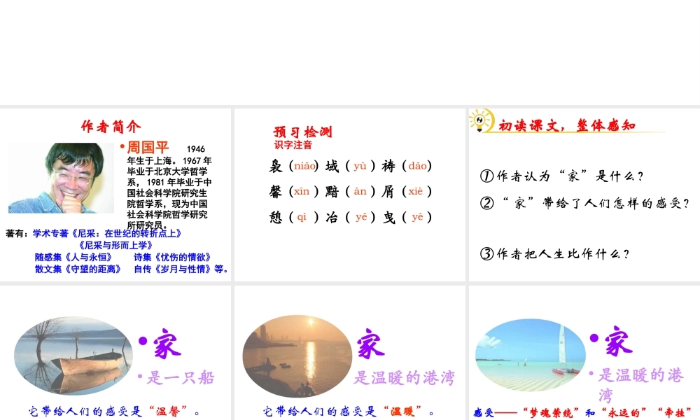 （遵义专版）九年级语文下册 第一单元 1《家》教材课件 语文版-语文版初中九年级下册语文课件