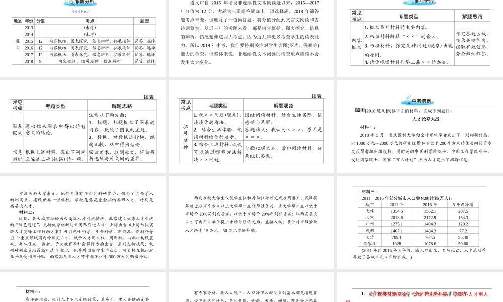 （遵义专版）中考语文 第二部分 专题十一 非连续性文本阅读复习课件-人教版初中九年级全册语文课件