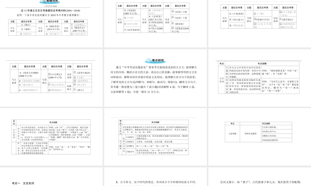 （遵义专版）中考语文 第三部分 专题十二 文言文阅读复习课件-人教版初中九年级全册语文课件