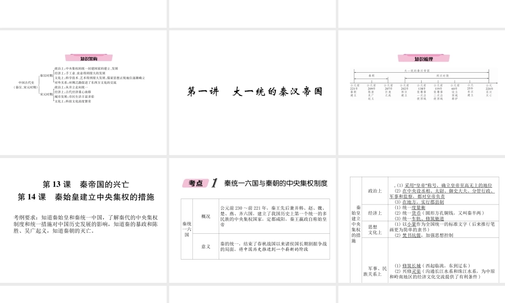 （遵义专版）中考历史总复习 第1编 教材知识梳理篇 第1讲 大一统的秦汉帝国（精讲）课件-人教版初中九年级全册历史课件