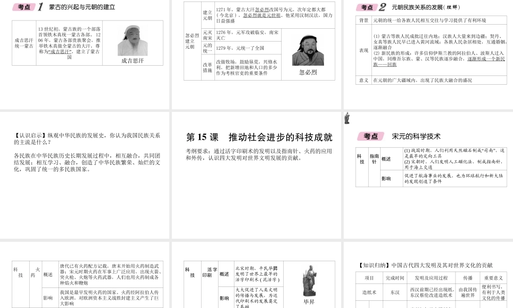 （遵义专版）中考历史总复习 第1编 教材知识梳理篇 第2讲 多元文化碰撞交融与社会经济高度发展（精讲）课件-人教版初中九年级全册历史课件