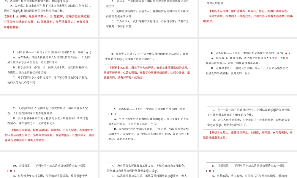 （遵义专版）中考语文 专题复习训练二 词语积累课件-人教版初中九年级全册语文课件