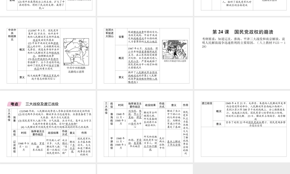 （遵义专版）中考历史总复习 第1编 教材知识梳理篇 第7讲 人民解放战争的胜利知识梳理（精讲）课件-人教版初中九年级全册历史课件