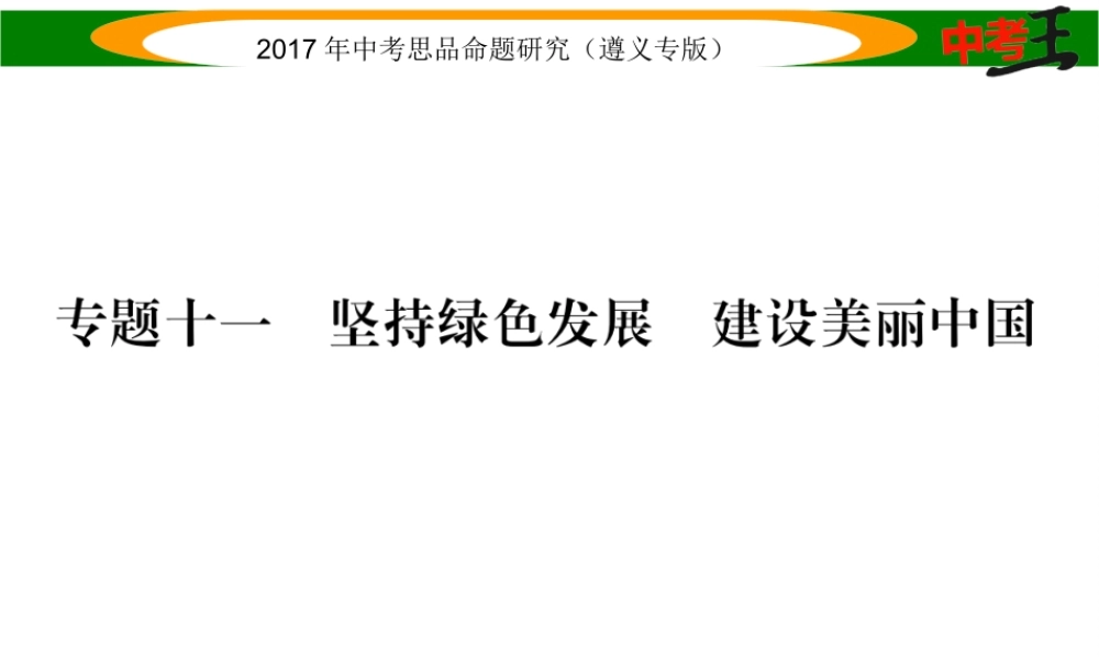 （遵义专版）中考政治总复习 第二编 中考热点速查篇 专题十一 坚持绿色发展 建设美丽中国课件-人教版初中九年级全册政治课件