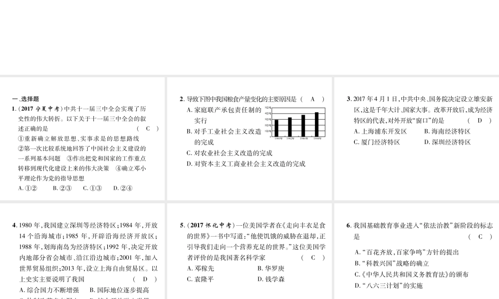 （遵义专版）中考历史总复习 第1编 教材知识梳理篇 第10讲 建设中国特色社会主义（精练）课件-人教版初中九年级全册历史课件