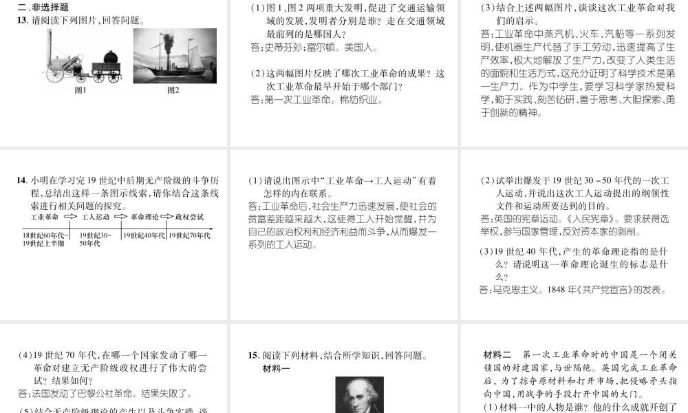 （遵义专版）中考历史总复习 第1编 教材知识梳理篇 第12讲 近代社会的确立与动荡（精练）课件-人教版初中九年级全册历史课件