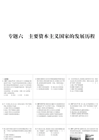 （遵义专版）中考历史总复习 第2编 热点专题速查篇 专题6 主要资本主义国家的发展历程（精练）课件-人教版初中九年级全册历史课件
