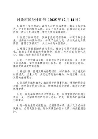 讨论座谈类排比句（2025年12月14日）