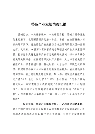 特色产业发展情况汇报