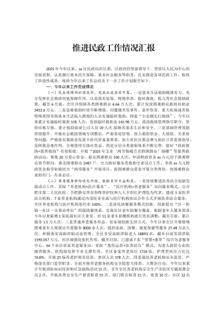 推进民政工作情况汇报