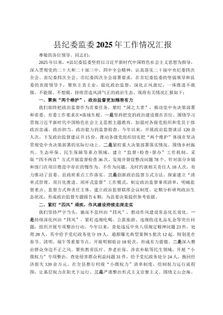 县纪委监委2025年工作情况汇报