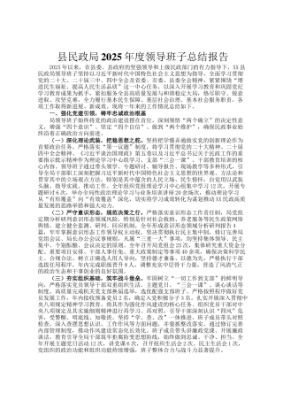 县民政局2025年度领导班子总结报告