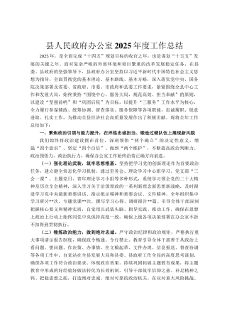 县人民政府办公室2025年度工作总结