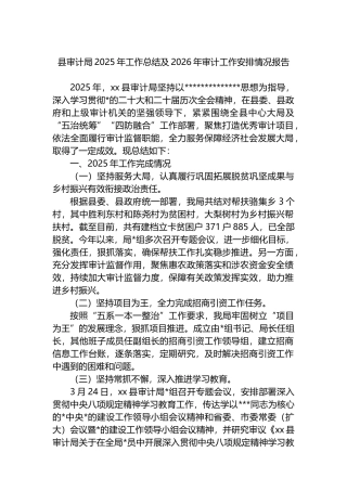 县审计局2025年工作总结及2026年审计工作安排情况报告