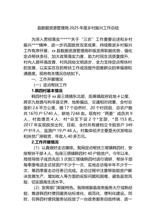 县数据资源管理局2025年度乡村振兴工作总结