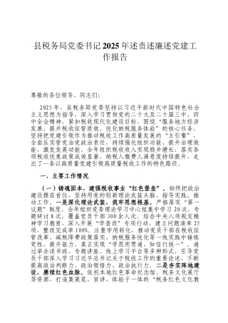 县税务局党委书记2025年述责述廉述党建工作报告