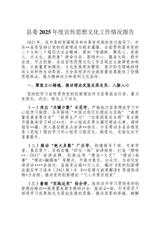 县委2025年度宣传思想文化工作情况报告