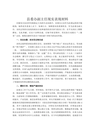 县委办副主任现实表现材料