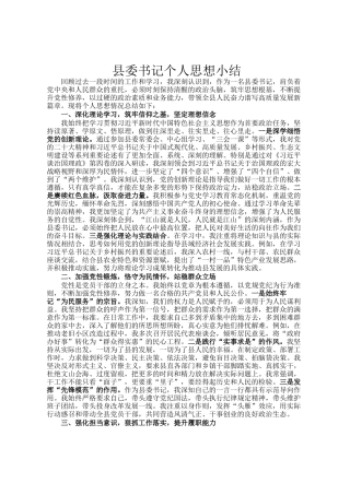 县委书记个人思想小结