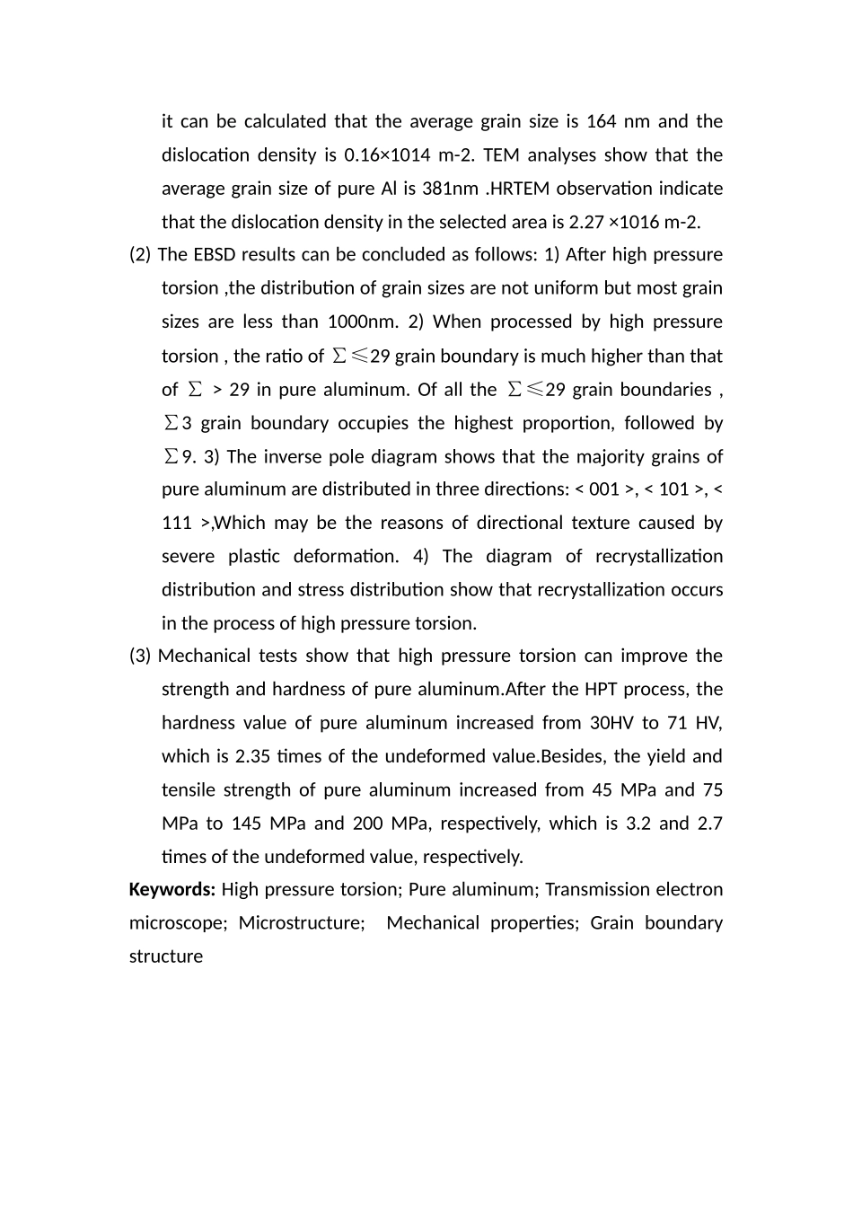 高压扭转纯铝的晶界结构研究分析 材料学专业_第3页