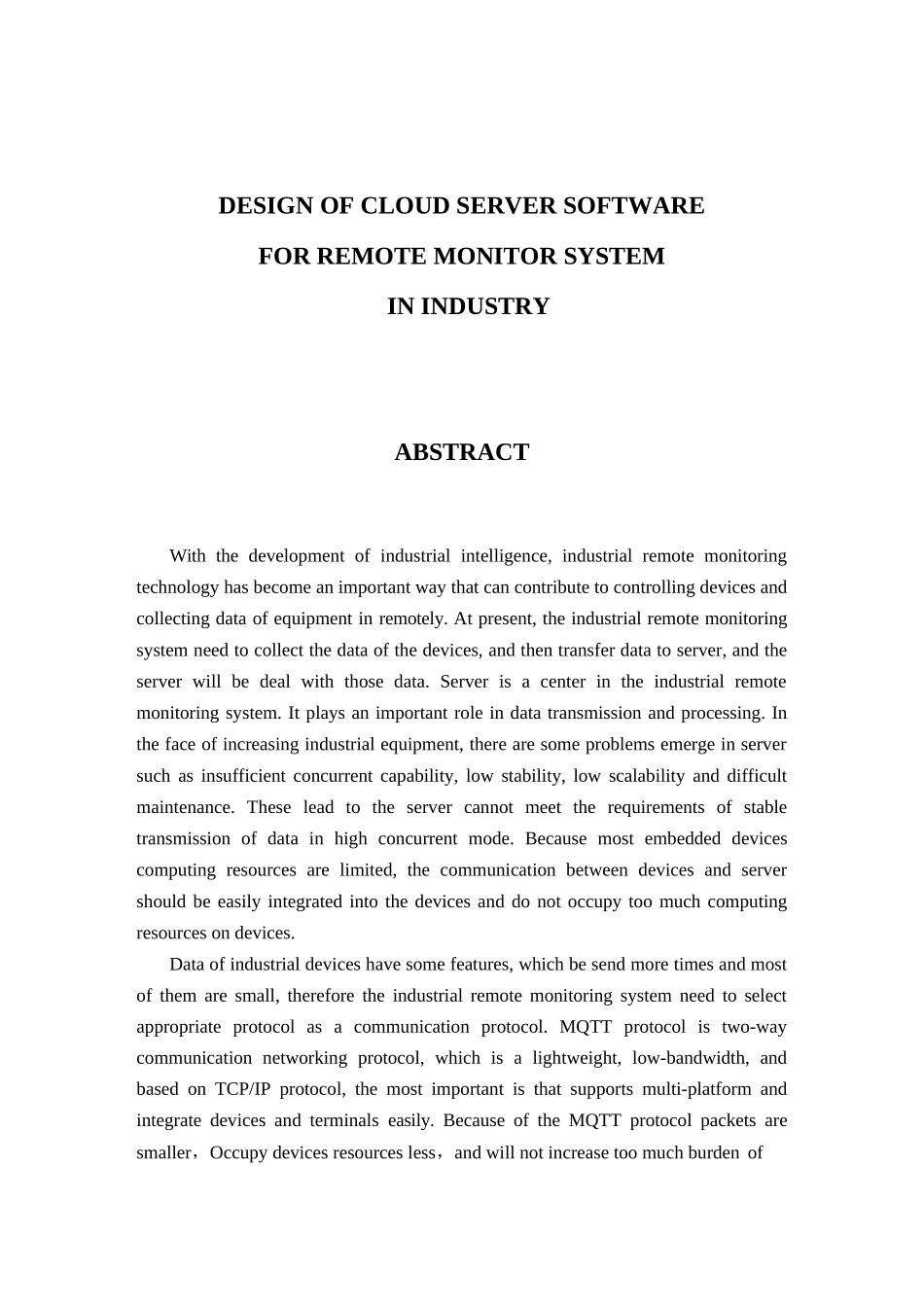 工业远程监控系统的云服务器软件设计和实现  计算机科学与技术专业_第2页