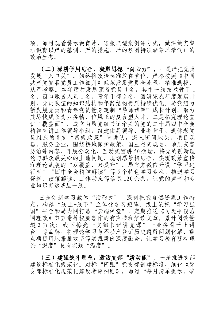 县自然资源和规划局2025年度党建工作情况的报告_第2页