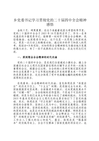 乡党委书记学习贯彻党的二十届四中全会精神感悟 (1)