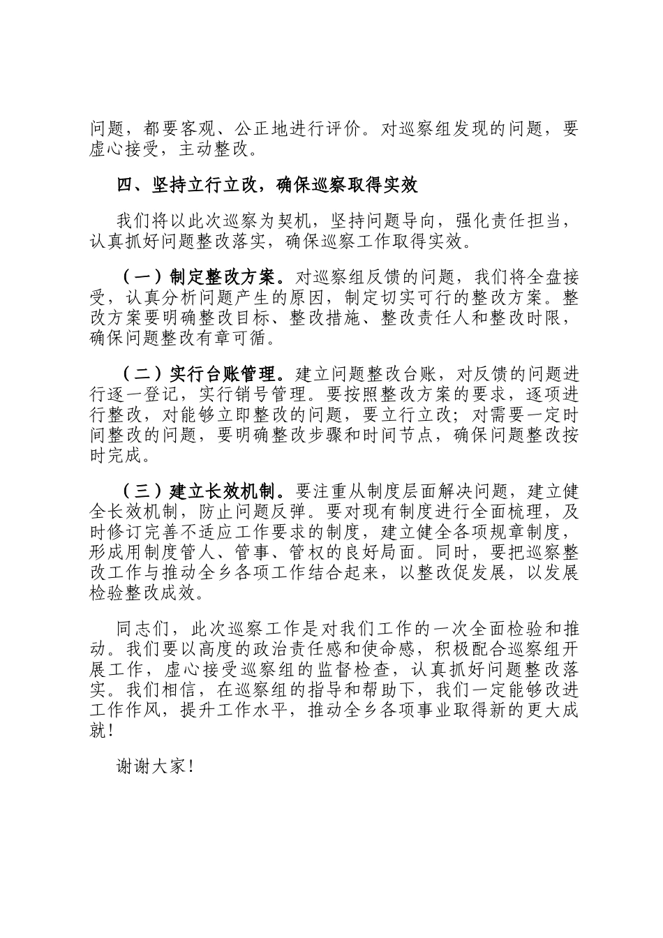 乡党委书记巡察表态发言_第3页