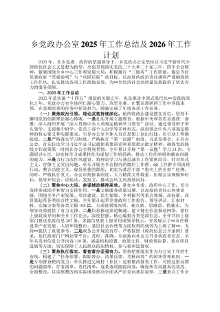 乡党政办公室2025年工作总结及2026年工作计划