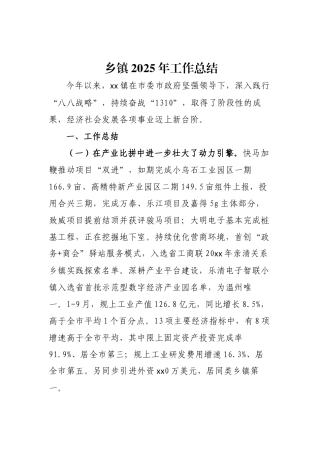 乡镇2025年工作总结