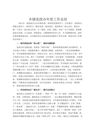 乡镇党政办年度工作总结
