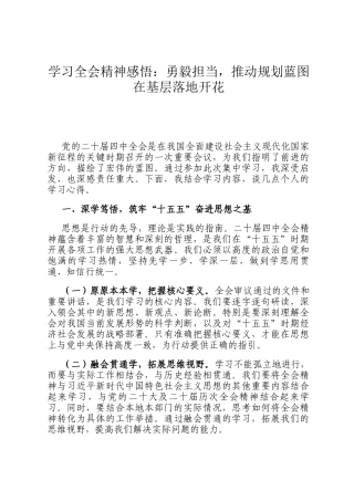 学习全会精神感悟：勇毅担当，推动规划蓝图在基层落地开花