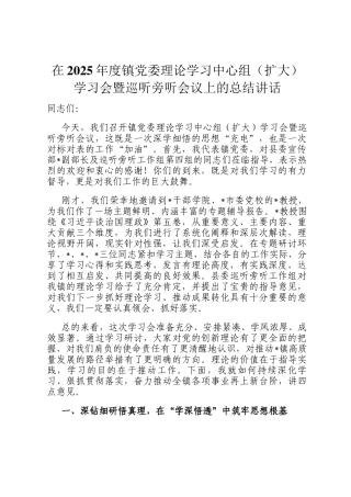 在2025年度镇党委理论学习中心组（扩大）学习会暨巡听旁听会议上的总结讲话
