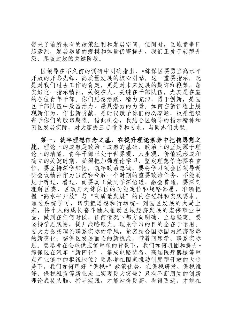 在2025年度综合保税区青年干部座谈会上的讲话_第2页