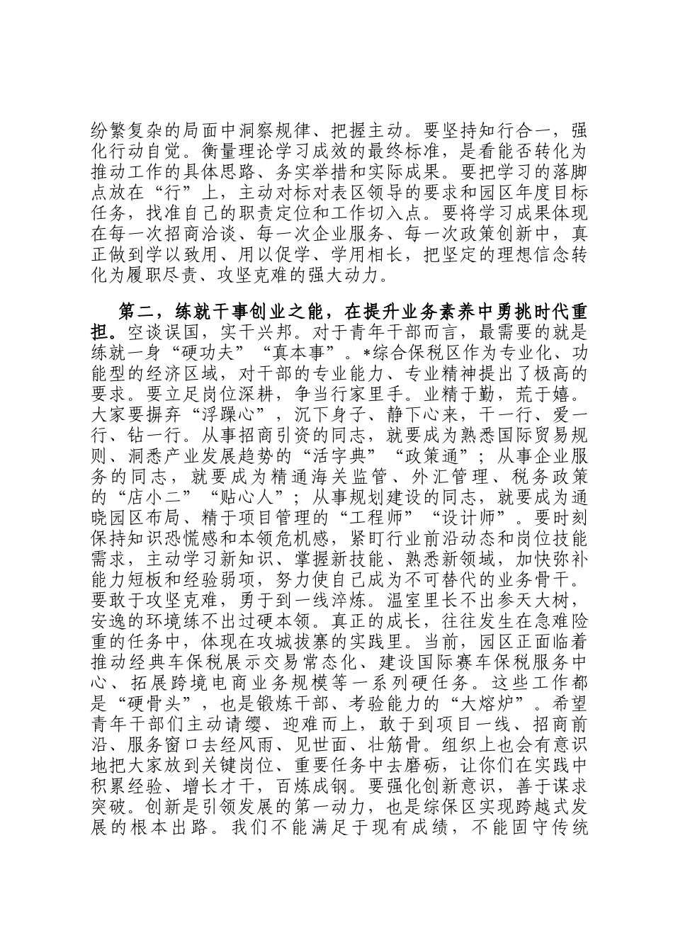 在2025年度综合保税区青年干部座谈会上的讲话_第3页