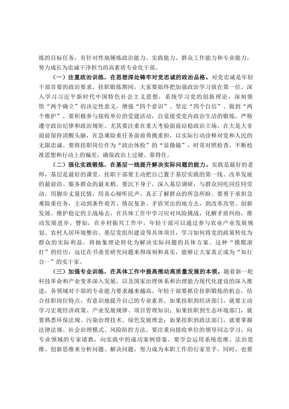 在2025年年轻干部挂职锻炼工作部署会议上的讲话_第3页