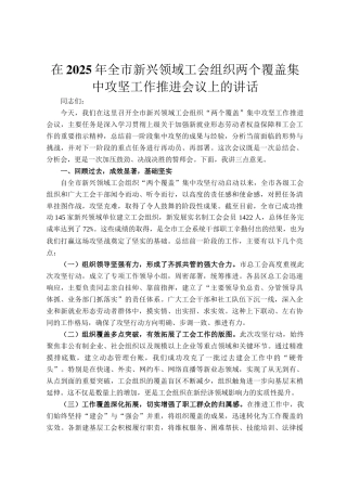 在2025年全市新兴领域工会组织两个覆盖集中攻坚工作推进会议上的讲话