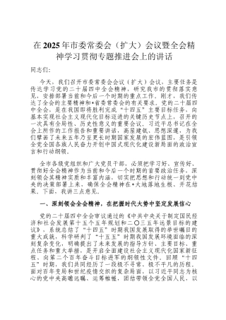 在2025年市委常委会（扩大）会议暨全会精神学习贯彻专题推进会上的讲话