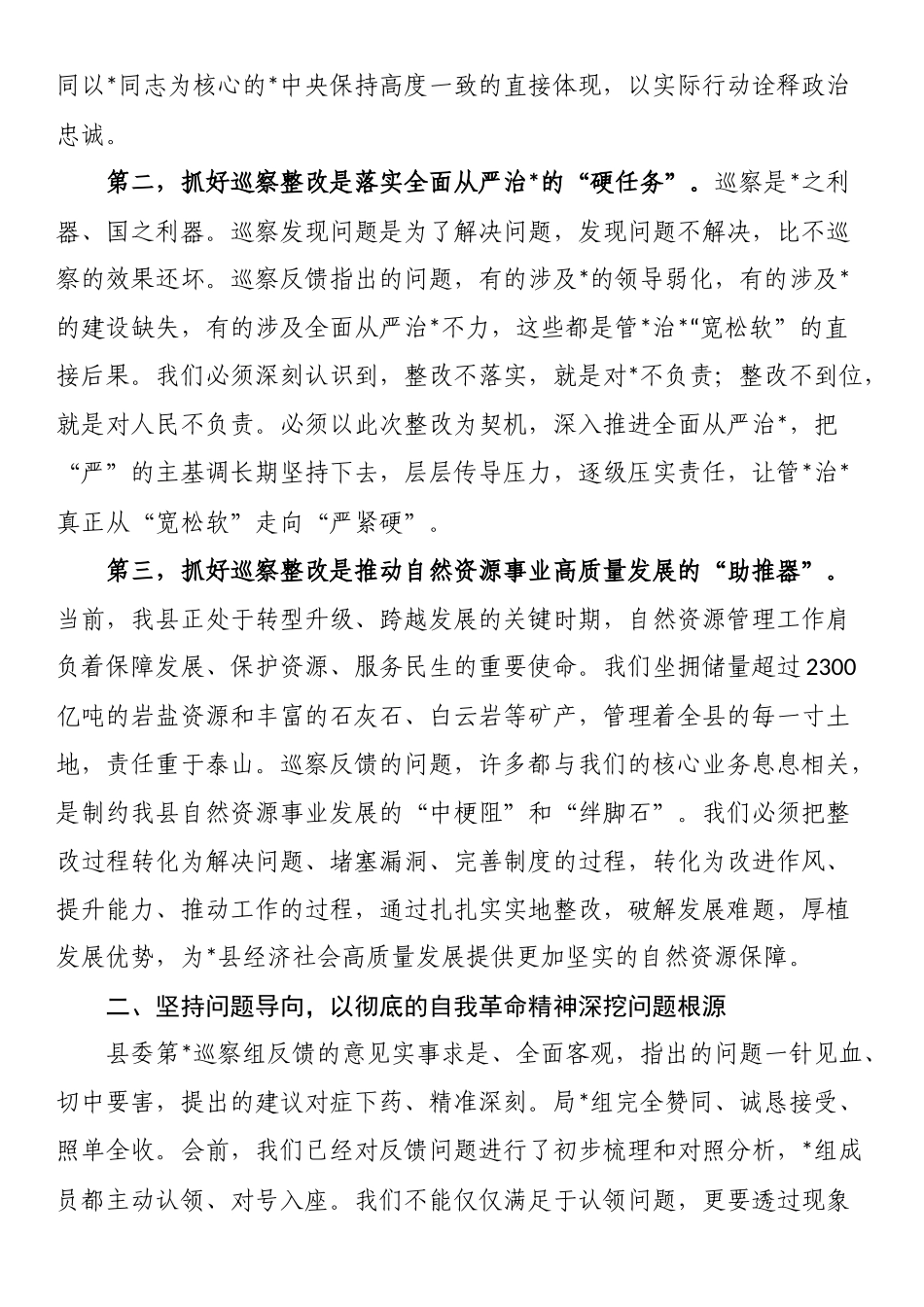 在2025年县自然资源局党组关于巡察“回头看”反馈意见整改工作专题会议上的讲话_第2页