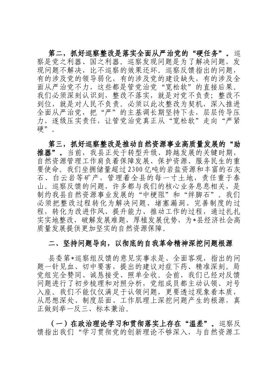 在2025年县自然资源局党组关于巡察回头看反馈意见整改工作专题会议上的讲话_第2页