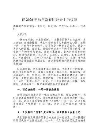 在2026年马年新春团拜会上的致辞