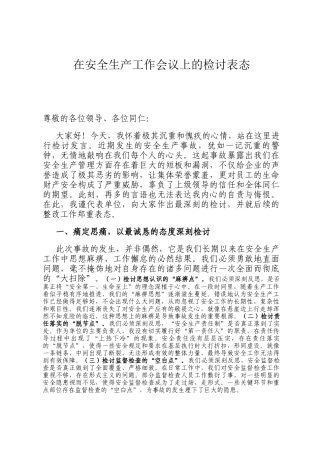 在安全生产工作会议上的检讨表态