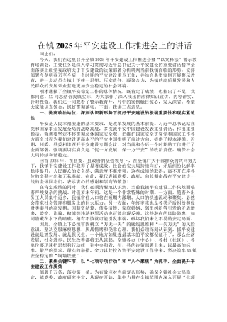 在镇2025年平安建设工作推进会上的讲话