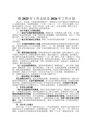 镇2025年工作总结及2026年工作计划