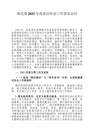 镇党委2025年度意识形态工作情况总结