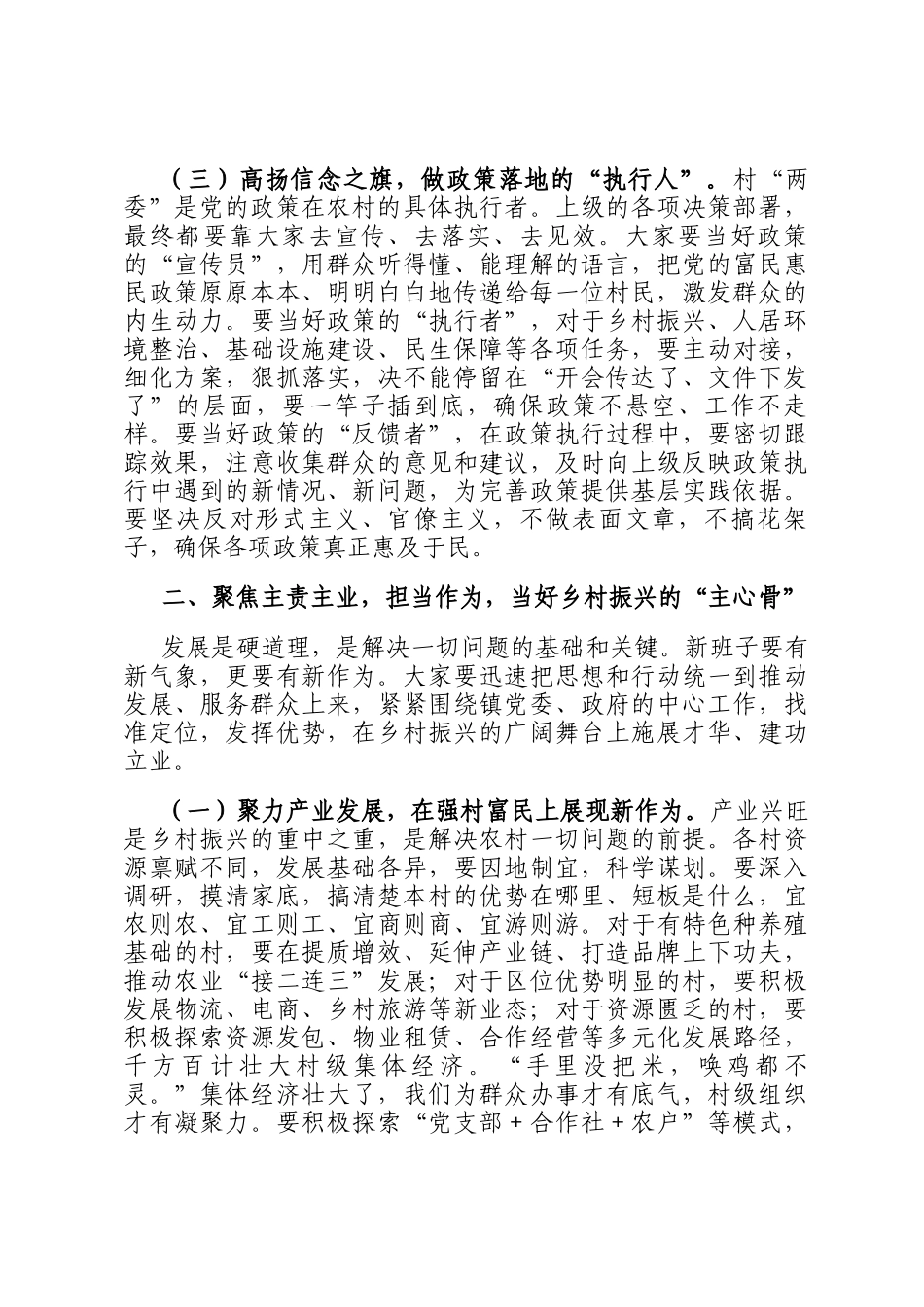 镇党委书记在2025年度村两委换届集体谈话会上的讲话_第3页